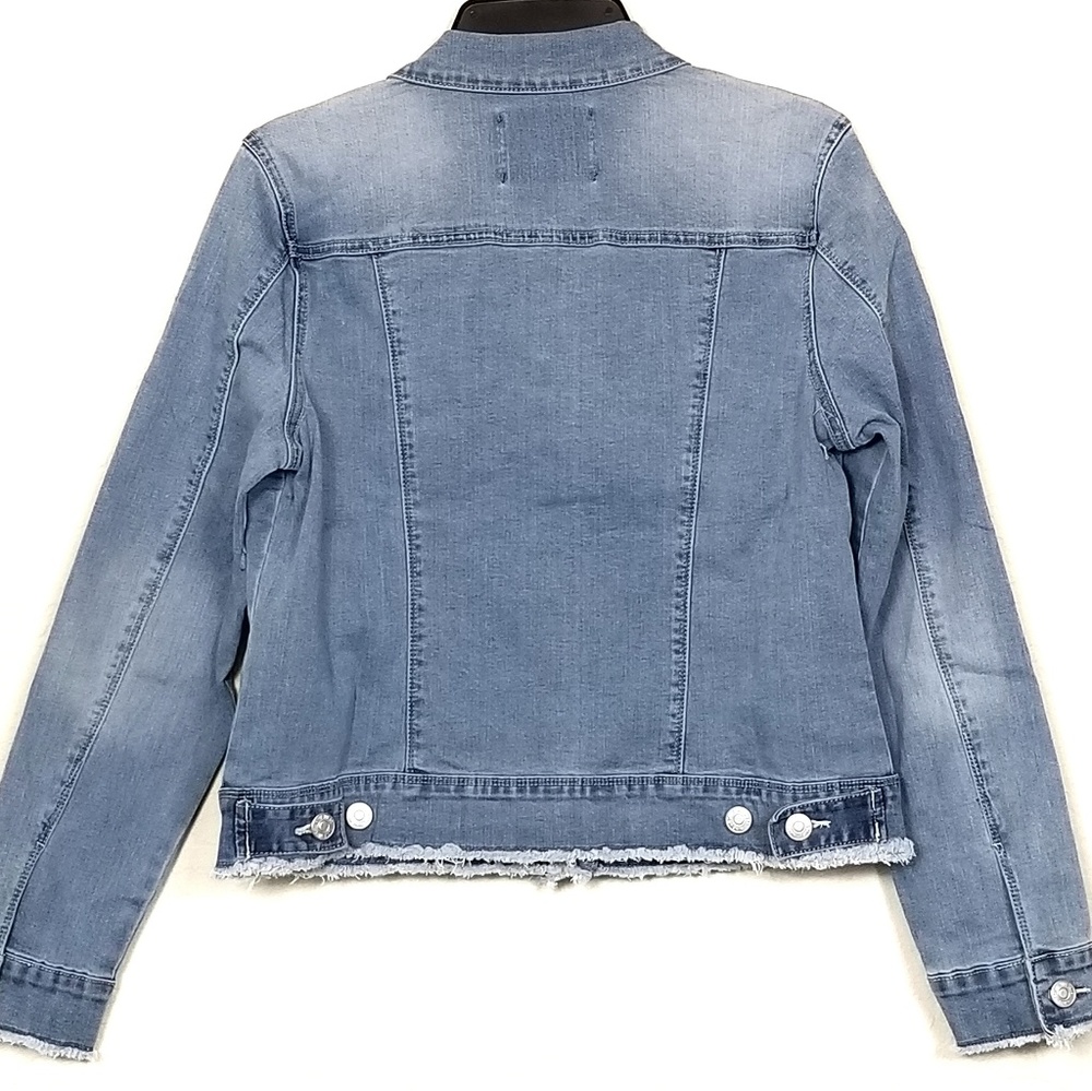 NINE WEST Frayed Edge Distressed Jean Jacket - Picture 3 of 8